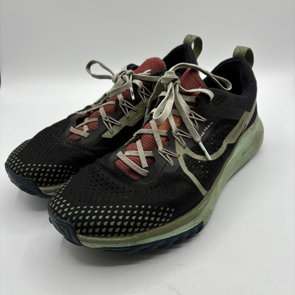 Nike React Pegasus Trail 4 Running Shoes Men's Size 9.5 Black Green Sneakers